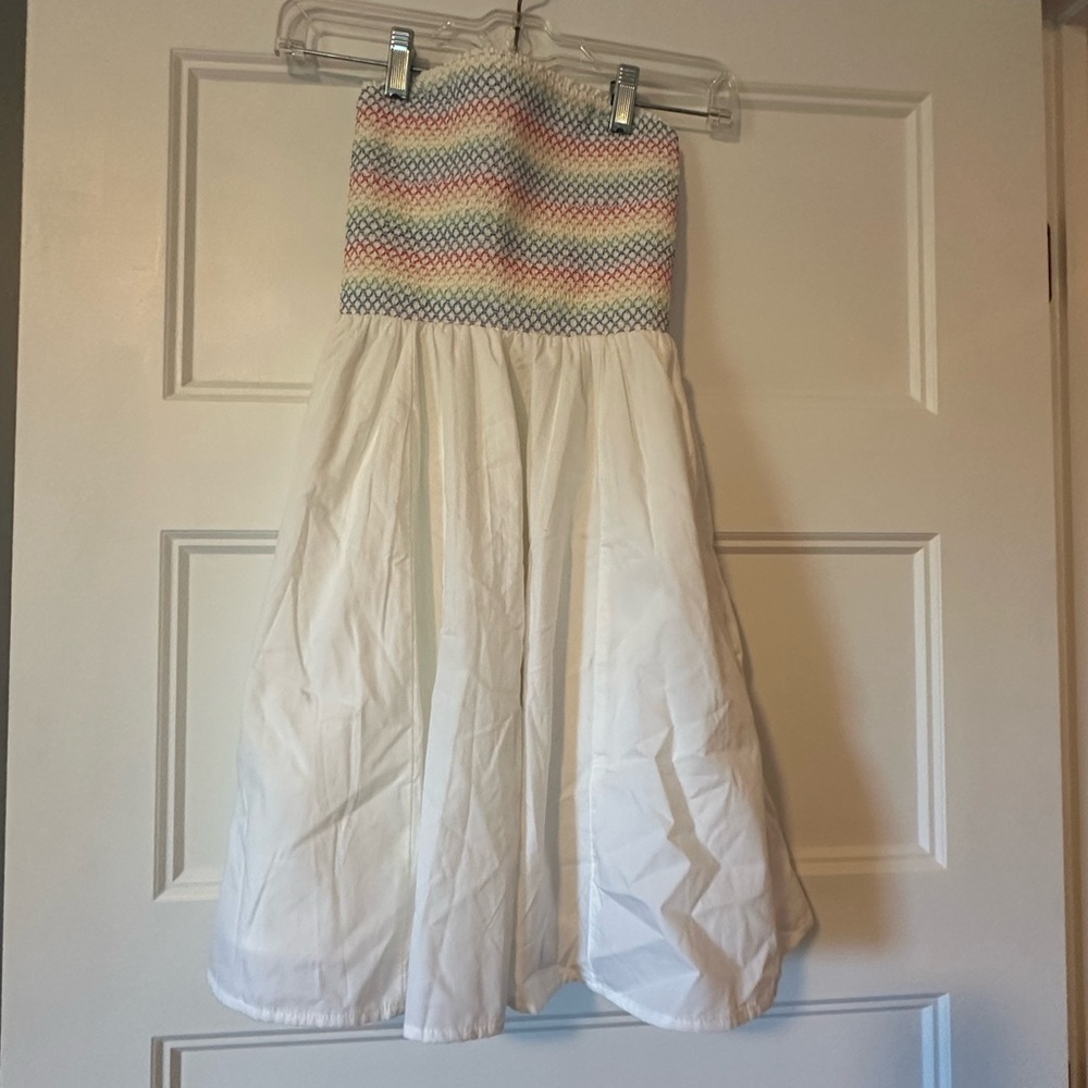 NWT Striped Pastel and White Strapless Dress